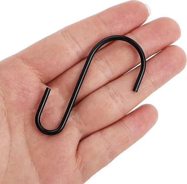 Alt view image 4 of 7 - 10-Pack Black S Hooks for Hanging 2.4 Inch, Small S Hooks Alloy Steel Hangers for Jeans, Kitchen Pots & Plant Hanging, Lightweight 0.88 Inch Opening Holder for Wire Shelving, Towels & Purses