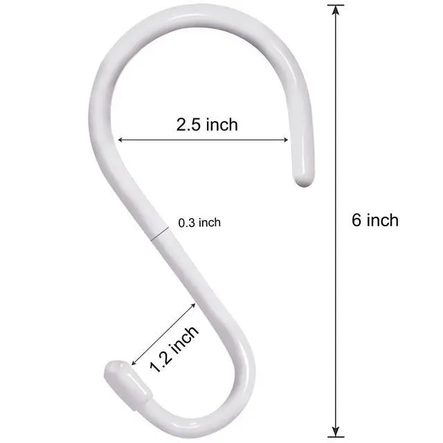 Alt view image 2 of 7 - 4 Pack Large S Hooks for Hanging Heavy Duty, 6 inch Non Slip Vinyl Coated Metal Closet S Hooks for Hanging Kitchen Utensil Pot Pan Cups Clothes Jeans Towels Hats Bags Plants (White)