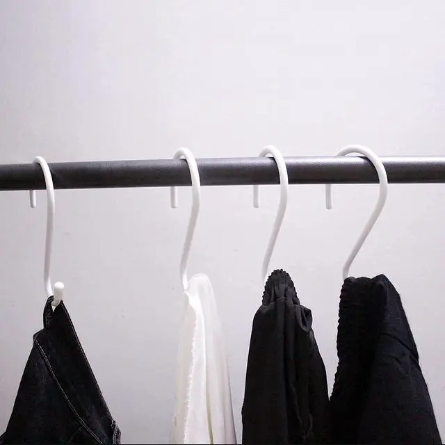 Alt view image 7 of 7 - 4 Pack Large S Hooks for Hanging Heavy Duty, 6 inch Non Slip Vinyl Coated Metal Closet S Hooks for Hanging Kitchen Utensil Pot Pan Cups Clothes Jeans Towels Hats Bags Plants (White)