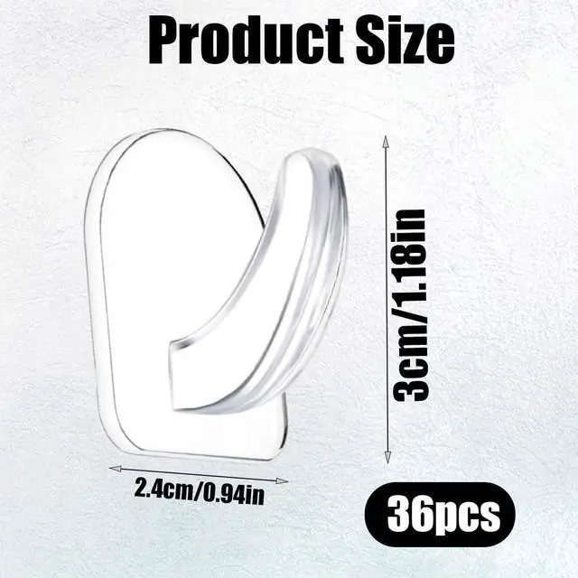 Alt view image 2 of 5 - 36 Pieces Clear Adhesive Wall Hooks for Hanging, Transparent Sticky Hooks Small Seamless Hooks for Kitchen Bathroom Bedroom Office