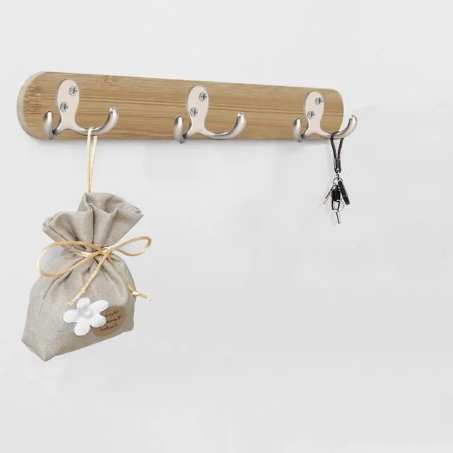 Alt view image 5 of 7 - 8 Pack Silvery Double Prong Coat Hooks Wall Mounted with 16 Screws