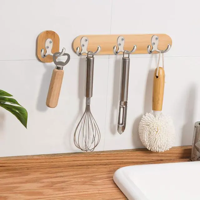 Alt view image 6 of 7 - 8 Pack Silvery Double Prong Coat Hooks Wall Mounted with 16 Screws