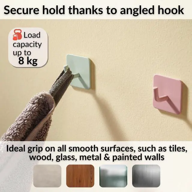 Alt view image 3 of 7 - ® Set of 4 Colorful Wall Hooks Kids - Self-Adhesive Cute Towel Hooks
