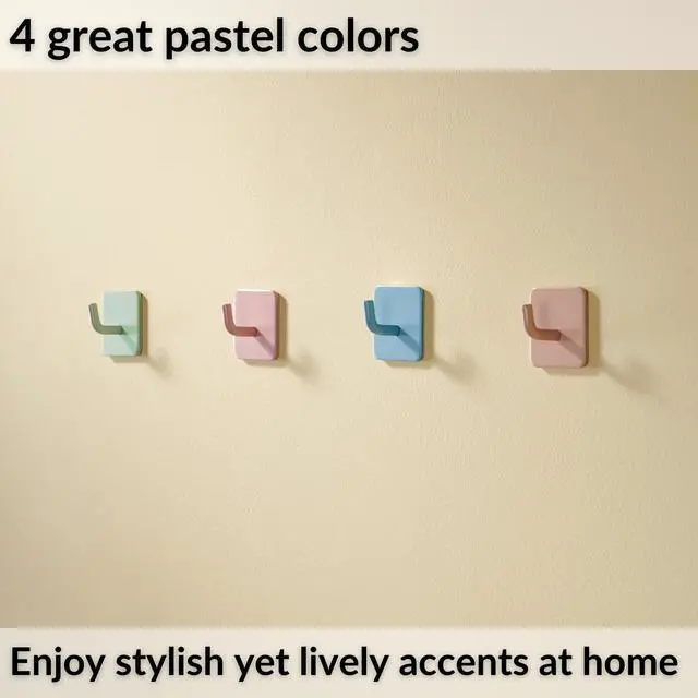 Alt view image 7 of 7 - ® Set of 4 Colorful Wall Hooks Kids - Self-Adhesive Cute Towel Hooks
