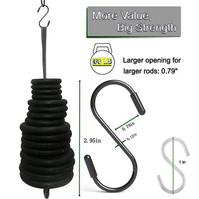 Alt view image 7 of 7 - Heavy Duty Metal S-Hooks for Hanging, 3 Inch 10 Pack Vinyl Coated S Hooks for Hanging Plants, Kitchen Utensils, Bags, Jeans, Pots (Black)