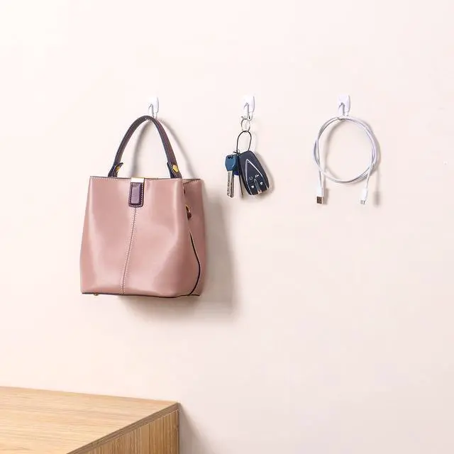 Alt view image 6 of 7 - White Wall Hooks for Hanging, 20 Hooks+40 Strips, No Tools, Value Pack (S)
