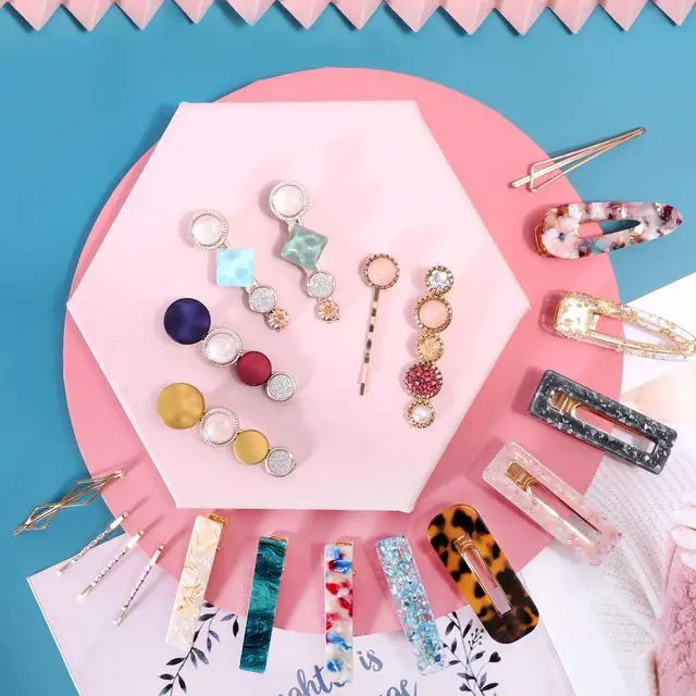 Alt view image 5 of 7 - 28 PCS Pearls and Macaron Acrylic Resin Hair Clips for Women Girls