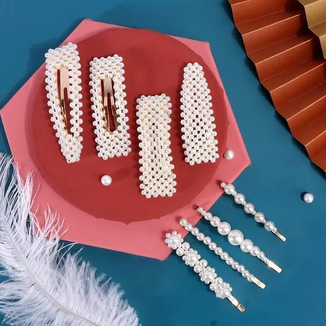 Alt view image 6 of 7 - 28 PCS Pearls and Macaron Acrylic Resin Hair Clips for Women Girls