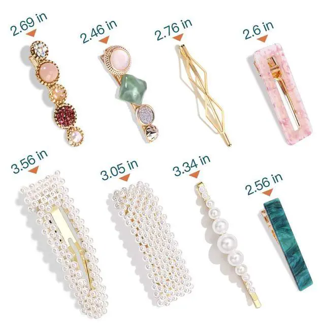 Alt view image 7 of 7 - 28 PCS Pearls and Macaron Acrylic Resin Hair Clips for Women Girls