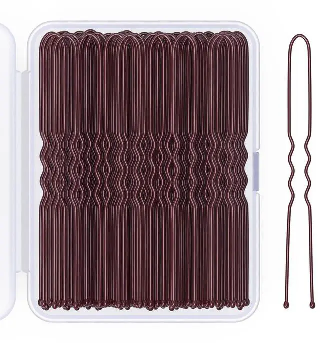 Main image of 2.8 Inch U Shaped Hair Pins for Women Girls, Long Hair Pin Bobby Pin for Secure Bun Hairstyles, 100 Count (Brown)