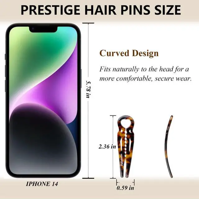 Alt view image 2 of 7 - 2.36" Small Prestige Hair Pins for Women, French Hair Pins for Thin & Thick Hair, Curved Anti-Slip Design for Better Hold, Perfect Holiday Gift for Her, 9PCS