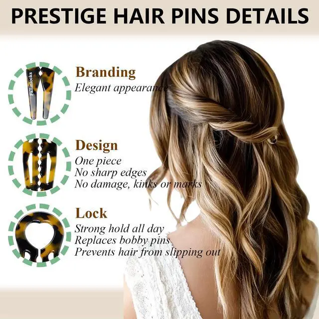 Alt view image 3 of 7 - 2.36" Small Prestige Hair Pins for Women, French Hair Pins for Thin & Thick Hair, Curved Anti-Slip Design for Better Hold, Perfect Holiday Gift for Her, 9PCS