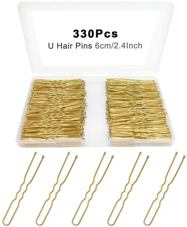 Main image of 330 Count U Shaped Hair Pins Blonde, 2.4inch Gold Bun Pins Bun Hair Pins for Women Girls with Storage Box, Hair Accessories for All Hair Types