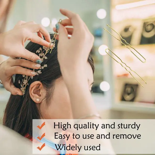 Alt view image 4 of 7 - 330 Count U Shaped Hair Pins Blonde, 2.4inch Gold Bun Pins Bun Hair Pins for Women Girls with Storage Box, Hair Accessories for All Hair Types