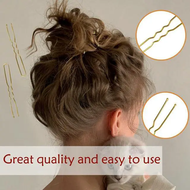 Alt view image 5 of 7 - 330 Count U Shaped Hair Pins Blonde, 2.4inch Gold Bun Pins Bun Hair Pins for Women Girls with Storage Box, Hair Accessories for All Hair Types