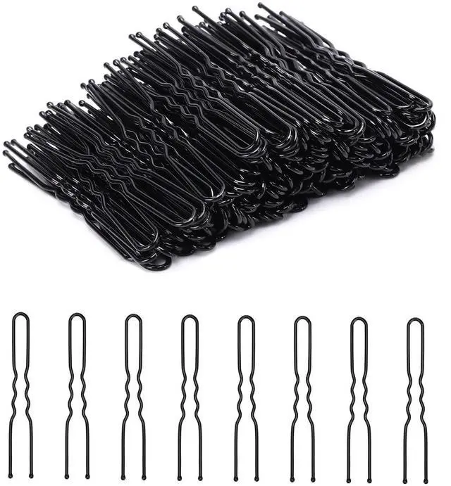 Main image of U Shaped Hair Pins for Women, 200 Count Hair Pins for Buns Black