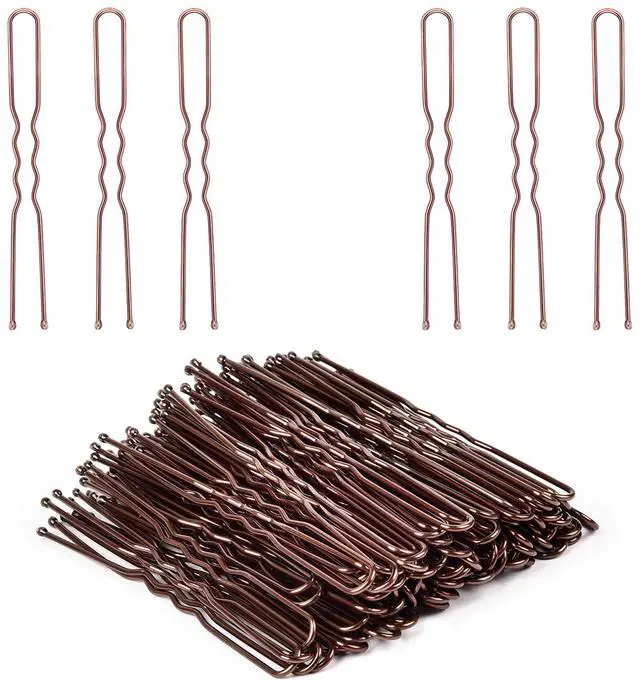 Main image of 2.4" U Shaped Hair Pins for Women, Bun Pins with Storage Box, Brown