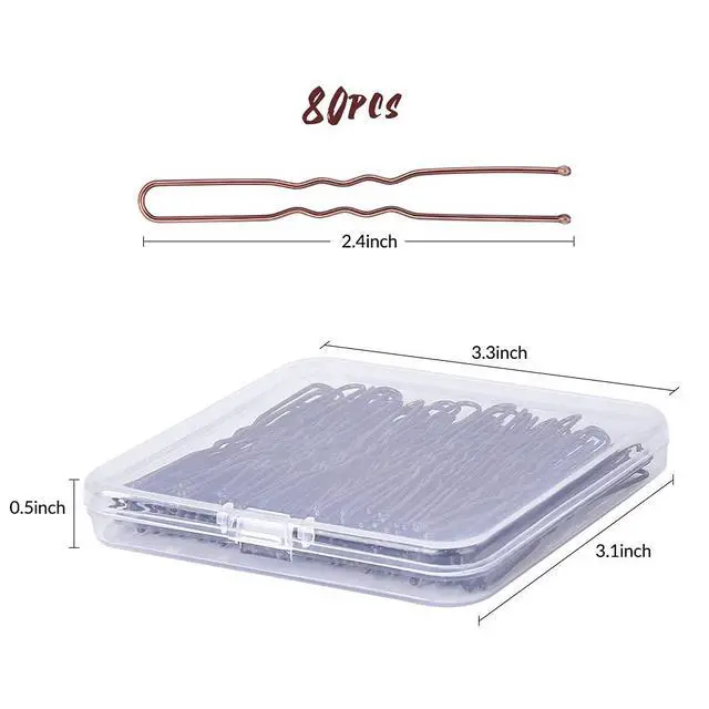 Alt view image 2 of 7 - 2.4" U Shaped Hair Pins for Women, Bun Pins with Storage Box, Brown
