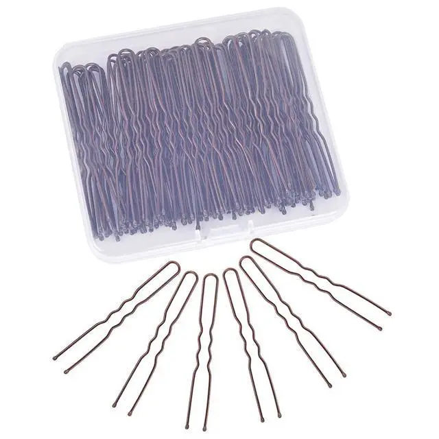 Alt view image 7 of 7 - 2.4" U Shaped Hair Pins for Women, Bun Pins with Storage Box, Brown