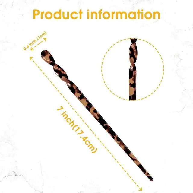 Alt view image 4 of 6 - 10 Pieces Acetate Hair Sticks Leopard Print Hair Pins, Tortoise Shell Hairpin Vintage Hair Chopsticks Retro Hairpins Disk, Hair Accessories for Women Girls (Classic)