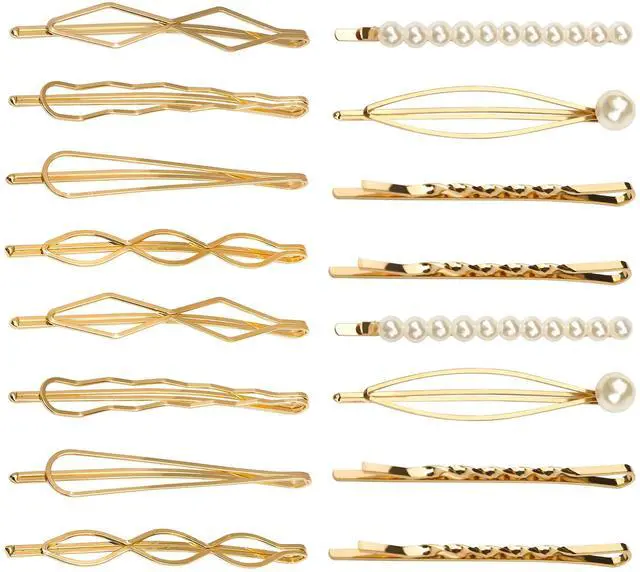 Main image of 16Pcs Decorative Bobby Hair Pins Clip Accessory for Women Girl, Gold