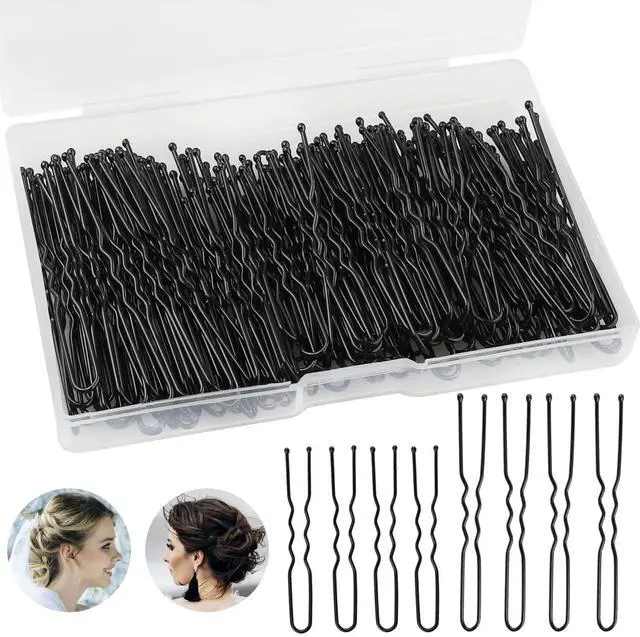 Main image of 200Pcs Bobby Pins for Women, 2 & 2.4In U-Shaped Hair Pins Kit, Black