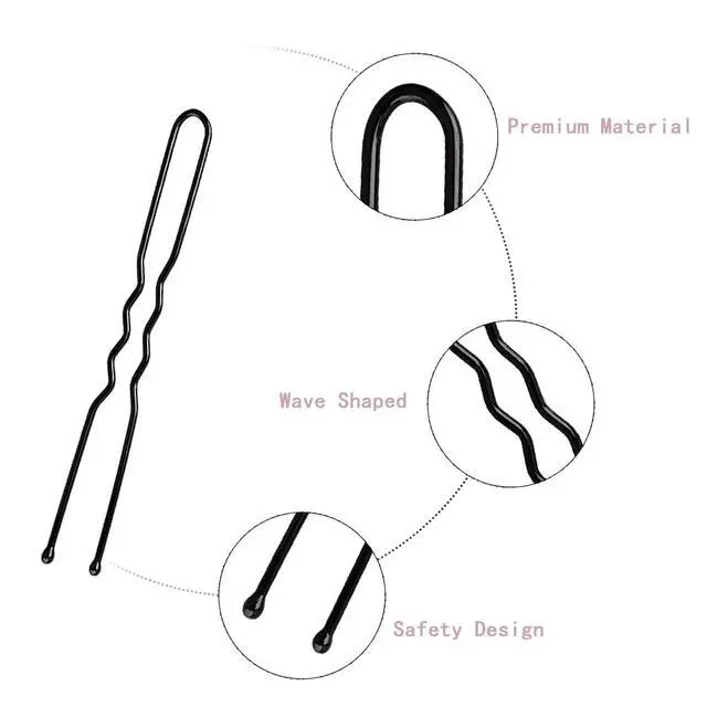 Alt view image 2 of 6 - 200Pcs Bobby Pins for Women, 2 & 2.4In U-Shaped Hair Pins Kit, Black