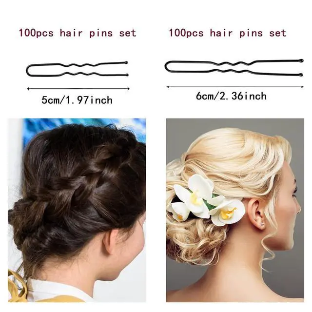 Alt view image 3 of 6 - 200Pcs Bobby Pins for Women, 2 & 2.4In U-Shaped Hair Pins Kit, Black