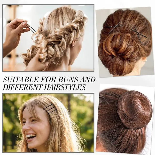 Alt view image 3 of 7 - 570Pcs Black Bobby Pins for Women, 2 & 2.4In Hair Pins Kit with Hair Nets