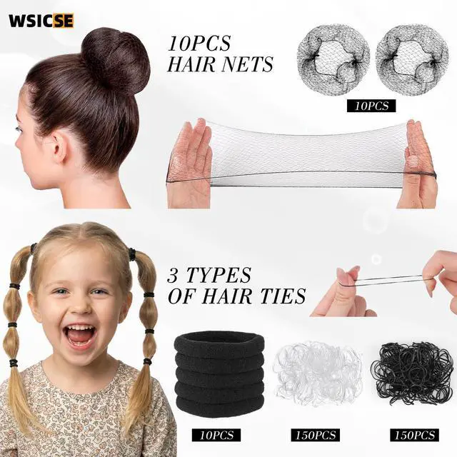 Alt view image 5 of 7 - 570Pcs Black Bobby Pins for Women, 2 & 2.4In Hair Pins Kit with Hair Nets