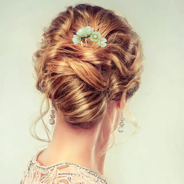 Alt view image 4 of 7 - Jade Flower Hair Pin Chinese Hair Stick Jade Hairpin Retro Chignon Pin Traditional Classical Flower Hair Chopstick Hair Styling Accessories for Women Girls (Green)