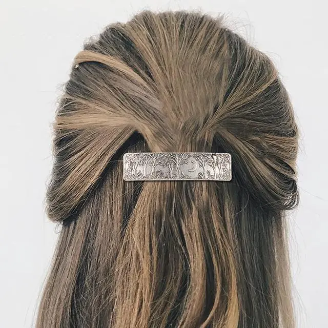 Alt view image 4 of 7 - Hair Barrettes Large Hand Crafted Hair Clips Retro Vintage Metal French Hairpins Viking Celtic Knot Hair Accessory Hair Barrettes for Women Girls Jewelry Accessory