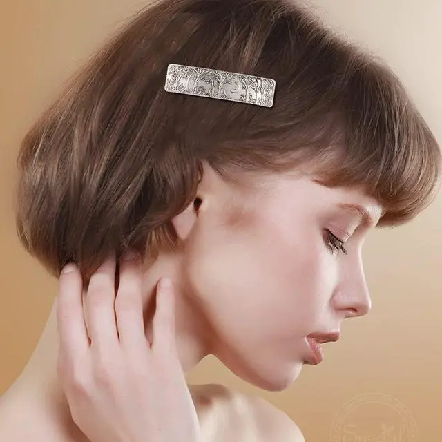 Alt view image 2 of 7 - Hair Barrettes Large Hand Crafted Hair Clips Retro Vintage Metal French Hairpins Viking Celtic Knot Hair Accessory Hair Barrettes for Women Girls Jewelry Accessory