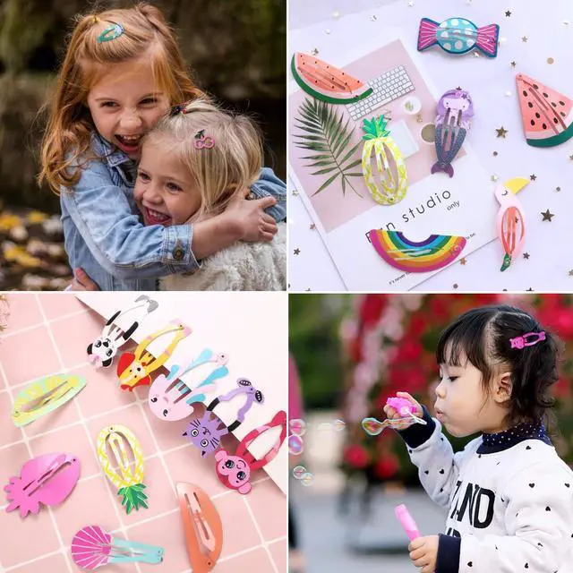 Alt view image 4 of 6 - Girls Hair Clips Barrettes, 80 Pcs Metal Snap Hair Clips for Kids