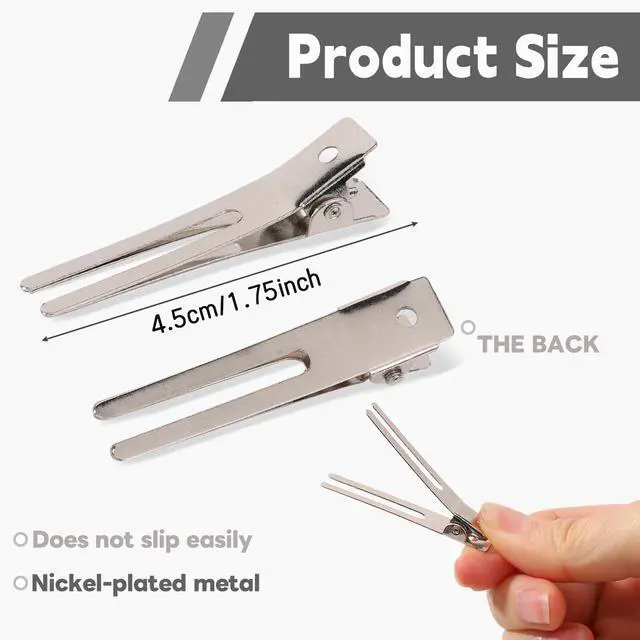 Alt view image 4 of 7 - 120pcs Double Prong Curl Clips, Metal Hairpins for Hair Styling and Bows, Salon-Grade Hair Clips for Curling (Silver)
