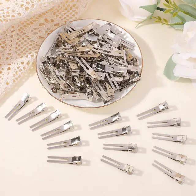 Alt view image 7 of 7 - 120pcs Double Prong Curl Clips, Metal Hairpins for Hair Styling and Bows, Salon-Grade Hair Clips for Curling (Silver)