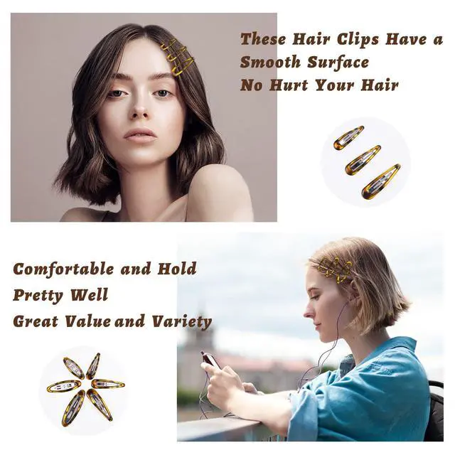 Alt view image 3 of 7 - 16pcs Snap Hair Clips, Classic Tortoise Hair Clip, Vintage Hairpin Accessories for Women Girls, Metal Barrettes Various Size and Style Combinations Suitable for All Hair Types
