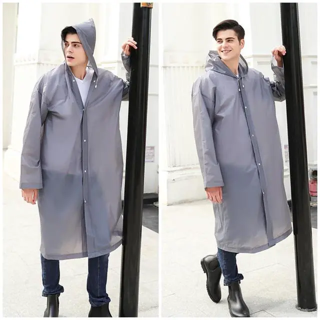 Alt view image 2 of 7 - Rain Ponchos for Adults, Reusable Waterproof Hooded EVA Rain Coats Rain Jackets Rainwear for Women Men, Pack of 2 (US, Alpha, One Size, Regular, Regular, 2, Grey)
