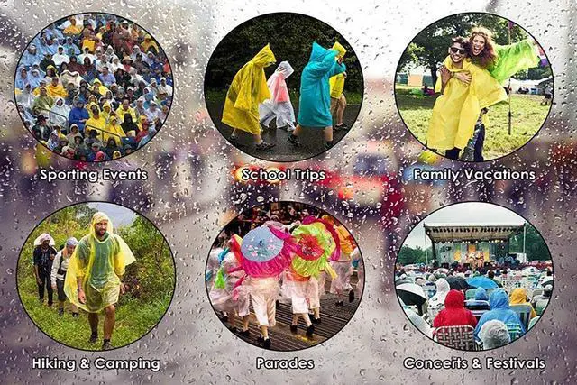 Alt view image 6 of 7 - Rain Ponchos for Adults Reusable, 2 Pcs Raincoats for Women Men with Hood (B-Adults Poncho-Black)