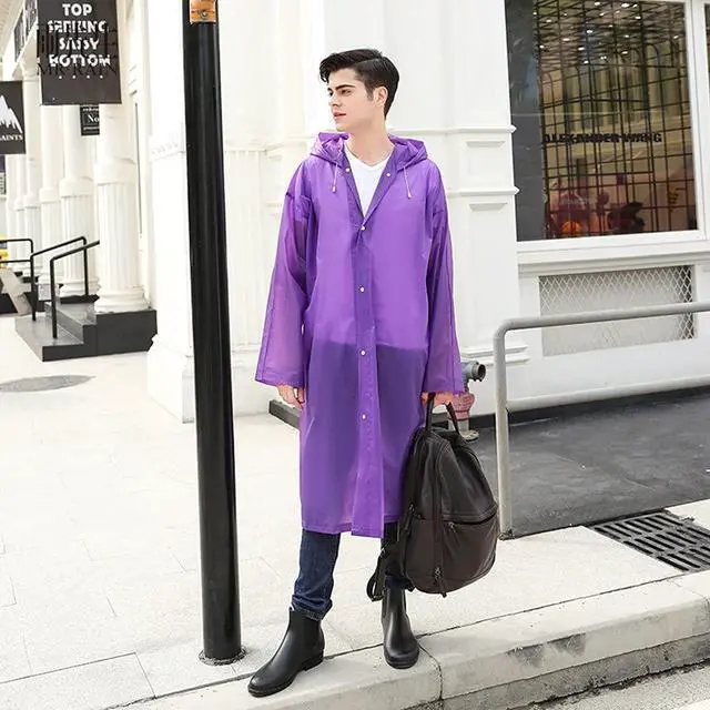 Alt view image 2 of 7 - Rain Ponchos for Adults Reusable, 2 Pack Raincoat for Women Men, Waterproof Rain Coat Gear with Hood Drawstring (US, Alpha, One Size, Regular, Regular, Purple x2)