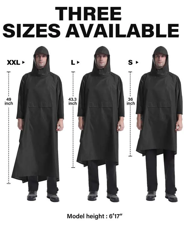 Alt view image 6 of 6 - Rain Poncho Packable Waterproof Unisex Raincoat with Pocket | 3 in 1 Functional, Lightweight, Reusable, Compact and Portable, Storage Pouch for Hiking, Camping, Outdoor