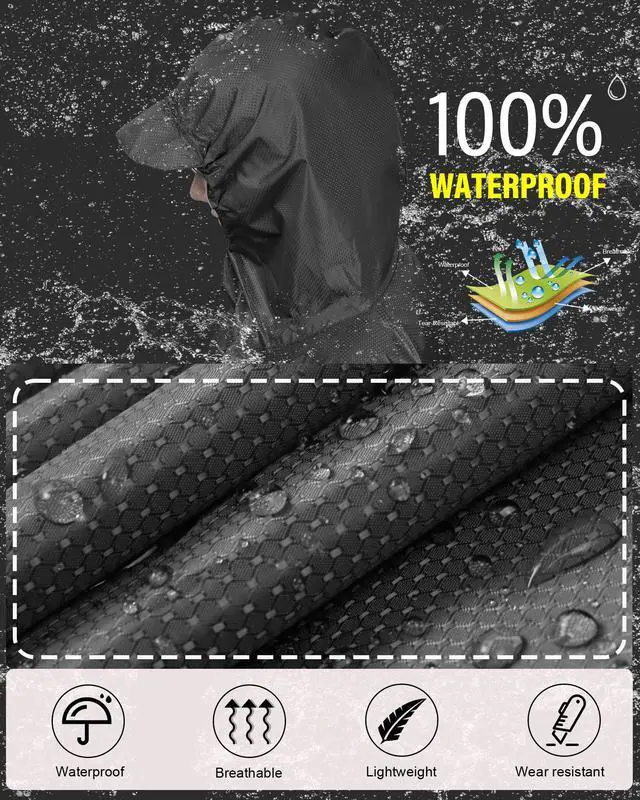 Alt view image 2 of 6 - Rain Poncho Packable Waterproof Unisex Raincoat with Pocket | 3 in 1 Functional, Lightweight, Reusable, Compact and Portable, Storage Pouch for Hiking, Camping, Outdoor