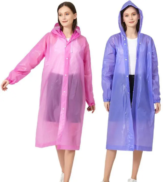 Main image of Rain Ponchos for Adults, Reusable EVA Rain Coats Waterproof Hooded Rain Jackets Rainwear for Women Men, Pack of 2