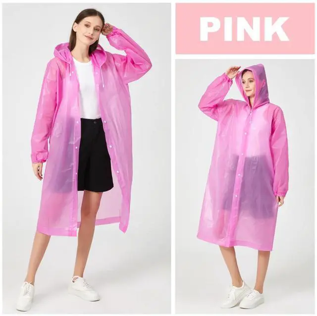 Alt view image 6 of 7 - Rain Ponchos for Adults, Reusable EVA Rain Coats Waterproof Hooded Rain Jackets Rainwear for Women Men, Pack of 2