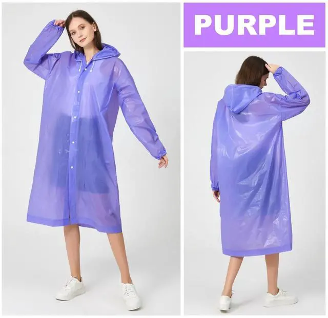 Alt view image 7 of 7 - Rain Ponchos for Adults, Reusable EVA Rain Coats Waterproof Hooded Rain Jackets Rainwear for Women Men, Pack of 2