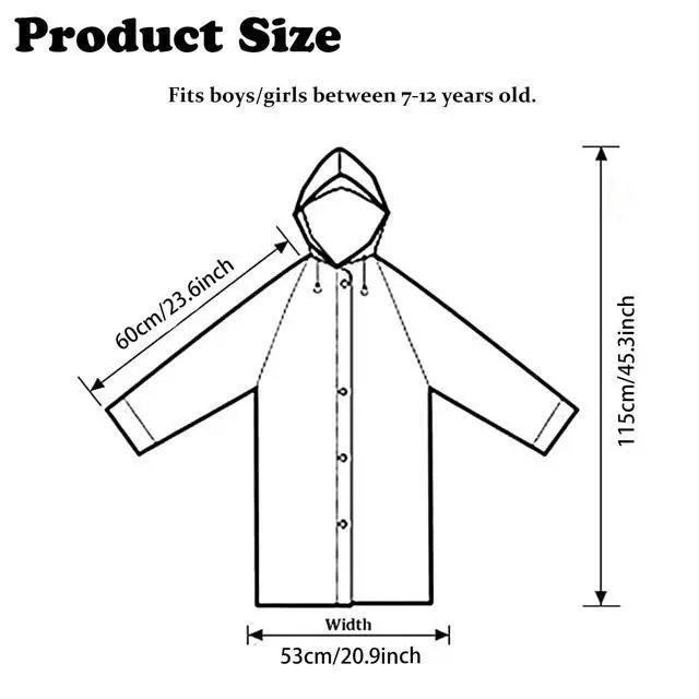 Alt view image 3 of 7 - EVA Rain Ponchos for Kids, 2 Pack Reusable Raincoats with Hoods and Sleeves Lightweight Rain Jacket (White-2Pack)