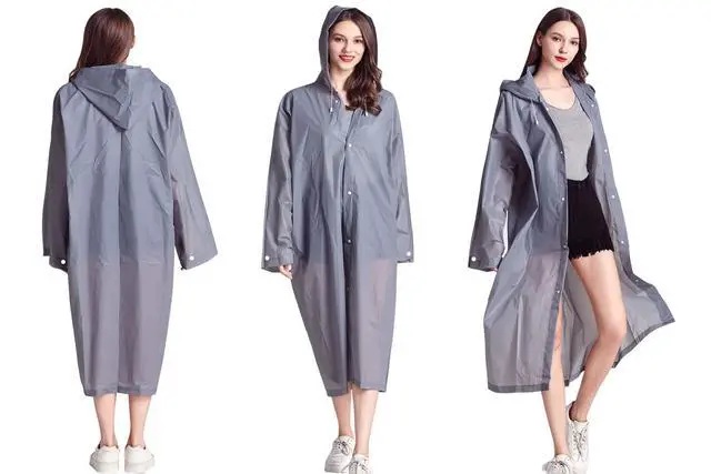 Alt view image 5 of 7 - Rain Ponchos Raincoats for Adults Women Men, Reusable 2 Pack Rain Jacket Coats with Hood for Family Disney Camping Hiking(1 Green+1 Gray)