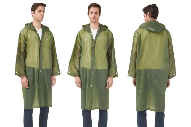 Alt view image 6 of 7 - Rain Ponchos Raincoats for Adults Women Men, Reusable 2 Pack Rain Jacket Coats with Hood for Family Disney Camping Hiking(1 Green+1 Gray)