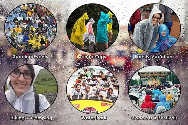 Alt view image 7 of 7 - Rain Ponchos Raincoats for Adults Women Men, Reusable 2 Pack Rain Jacket Coats with Hood for Family Disney Camping Hiking(1 Green+1 Gray)