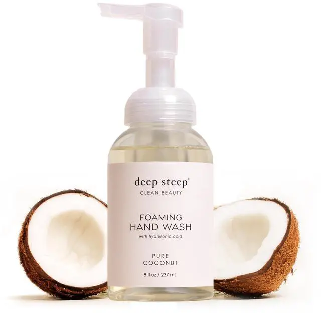 Main image of Deep Steep Foaming Hand Wash, Pure Coconut, 8 oz Gentle Cleanser with Aloe, Argan Oil, Shea Butter & Hyaluronic Acid Vegan, Clean Beauty, Soft & Hydrated Hands